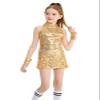 LOLANTA Girls Sequin Dance Dress Sparkle Hip Hop Jazz Dance Outfits Sleeveless Top Shorts (Golden, 6-7) view 1