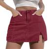 luvamia Skorts Skirts for Women Denim Mini Skirt Side Slit with High Waisted Jean Shorts Stretchy Jean Shorts Womens High Waisted High Waisted Mini Skirts for Women Viva Magenta Rumba Red Small view 1