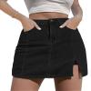 luvamia Skorts Skirts for Women Denim Mini Skirt Side Slit with High Waisted Jean Shorts Stretchy Black Skirt High Waisted Jean Shorts Denim Skorts Skirts for Women Casual Soft Black Size Small view 1