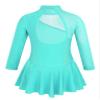 Moggemol Kids Girls Figure Ice Skating Leotard Dress Mesh Splice Roller Skating Dance Performance Costume Mintgreen 12 Years view 2