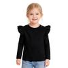 ZFZDRen 12M-14Y Toddler Baby Girls T Shirt Solid Color Blouse Ruffle Top Cotton Casual Tees Plain Shirt (18-24 Months, A047) view 1