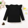 ZFZDRen 12M-14Y Toddler Baby Girls T Shirt Solid Color Blouse Ruffle Top Cotton Casual Tees Plain Shirt (18-24 Months, A047) view 3