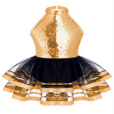 CHICTRY Kids Girls Shiny Sequined Ballet Tutu Dress Modern Jazz Latin Dance Costume Dancewear Champagne 6 Years