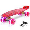 Kqpoinw Skateboards, 22" Complete Skateboard for Kids Ages 6-12, Mini Cruiser Skateboard for Kids Boys Girls Teens Beginners with Colorful LED Light up Flashing Wheels Skate Tool view 1