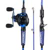 One Bass Fishing Rod Reel Combo, Baitcasting Fishing Pole with Graphite 2Pc Blanks - Blue -Left Handed - 6'0" view 2