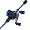 One Bass Fishing Rod Reel Combo, Baitcasting Fishing Pole with Graphite 2Pc Blanks - Blue -Left Handed - 6'0" view 3