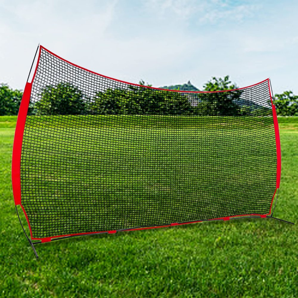 Warmyou 20x10ft Multisport Protective Screen, Red Nylon Backstop Net with Carry Bag, Suitable for Baseball, Softball, Soccer, Basketball, Lacrosse
