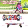 Kqpoinw Skateboards, 22" Complete Skateboard, Butterfly Mini Cruiser Skateboard for Kids Boys Girls Teens Beginners with Colorful LED Light up Wheels Skate Tool view 4