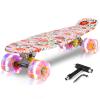 Kqpoinw Kids Skateboard, 22" Complete Skateboards for Kid,Teens,Girls,Beginners,Skate Board,Skateboards with Flower Pattern, Colorful LED Light up Wheels,Skate Tool, Ideal Gift for Girls,Kids view 1