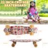 Kqpoinw Kids Skateboard, 22" Complete Skateboards for Kid,Teens,Girls,Beginners,Skate Board,Skateboards with Flower Pattern, Colorful LED Light up Wheels,Skate Tool, Ideal Gift for Girls,Kids view 4