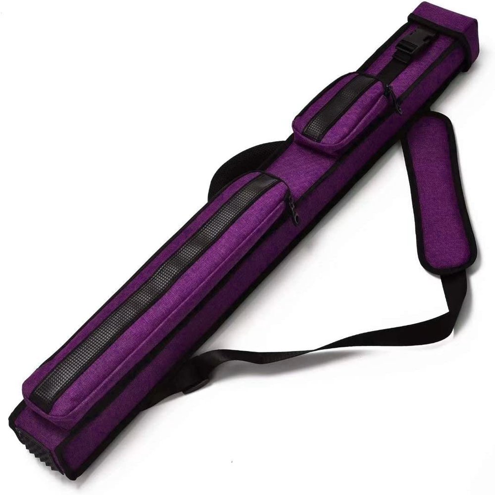 Champion 2X2,2X3,3X4 Nylon Billiard Pool Cue Stick Hard Case (Purple, 2X2 pool case)