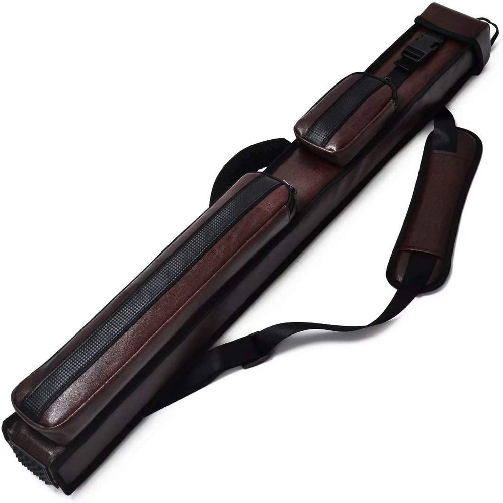 Champion 2X2,2X3,3X4 Nylon Billiard Pool Cue Stick Hard Case (Brown, 2X2 pool case)
