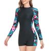Loloda Womens Boyleg One Piece Long Sleeve Zip Up Rashguard Athletic Swimwear Surfing Wetsuits Green X-Large view 1
