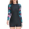 Loloda Womens Boyleg One Piece Long Sleeve Zip Up Rashguard Athletic Swimwear Surfing Wetsuits Green X-Large view 2