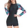 Loloda Womens Boyleg One Piece Long Sleeve Zip Up Rashguard Athletic Swimwear Surfing Wetsuits Green X-Large view 3