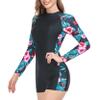 Loloda Womens Boyleg One Piece Long Sleeve Zip Up Rashguard Athletic Swimwear Surfing Wetsuits Green X-Large view 4