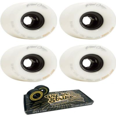 70mm Blood Orange Drift White Skateboard Wheels - 78a with Viper Strike Skateboard Bearings 8mm Precision ABEC 7 Skateboard Bearings - Bundle of 2 items