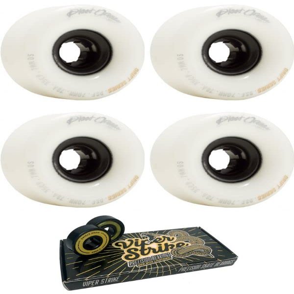 70mm Blood Orange Drift White Skateboard Wheels - 78a with Viper Strike Skateboard Bearings 8mm Precision ABEC 7 Skateboard Bearings - Bundle of 2 items