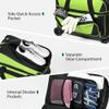 GoHimal Double Roller 2 Ball Bowling Bag with Separate Shoe Compartment for Bowling Shoes (Up To US Mens Size 15) and Oversized Accessory Pocket, Retractable Handle - Extends to 40" (Black-Green) view 2