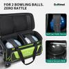 GoHimal Double Roller 2 Ball Bowling Bag with Separate Shoe Compartment for Bowling Shoes (Up To US Mens Size 15) and Oversized Accessory Pocket, Retractable Handle - Extends to 40" (Black-Green) view 3