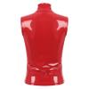 Zaldita Women's Red Leather Top High Neck Front Zipper Shirts Slim Fit Latex Tops for Festival Red XX-Large view 2
