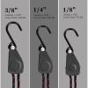2PCS Kayak Tie Downs Straps, 1/4" x 12ft Adjustable Tie Down Straps Canoe Bow and Stern Tie Down Strap,Heavy Duty Tie Downs Hanger Kayak Accessories view 3