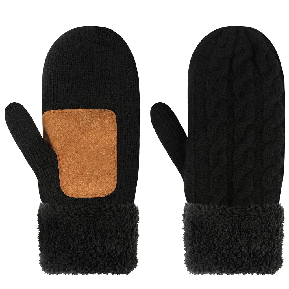 Hicdaw 6 Pairs Womens Gloves with Touchscreen Fingers Warm Fleece Lined Knit Winter Gloves for Women Men Texting Gloves (Black)