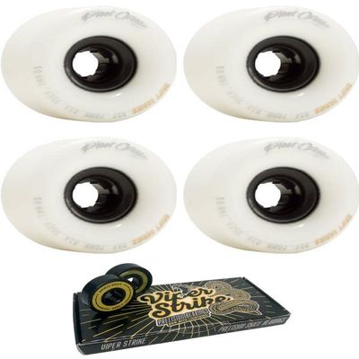 70mm Blood Orange Drift White Skateboard Wheels - 81a with Viper Strike Skateboard Bearings 8mm Precision ABEC 7 Skateboard Bearings - Bundle of 2 items