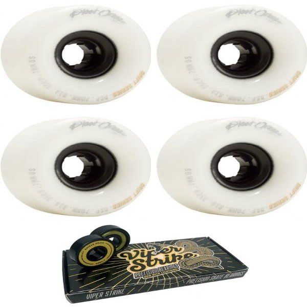 70mm Blood Orange Drift White Skateboard Wheels - 81a with Viper Strike Skateboard Bearings 8mm Precision ABEC 7 Skateboard Bearings - Bundle of 2 items