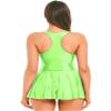LiiYii Women's Sleeveless Skirted Leotard Ballet Dance Dress Glossy Silky Gymnastic Yoga Bodysuits Fluorescent Green Small view 2