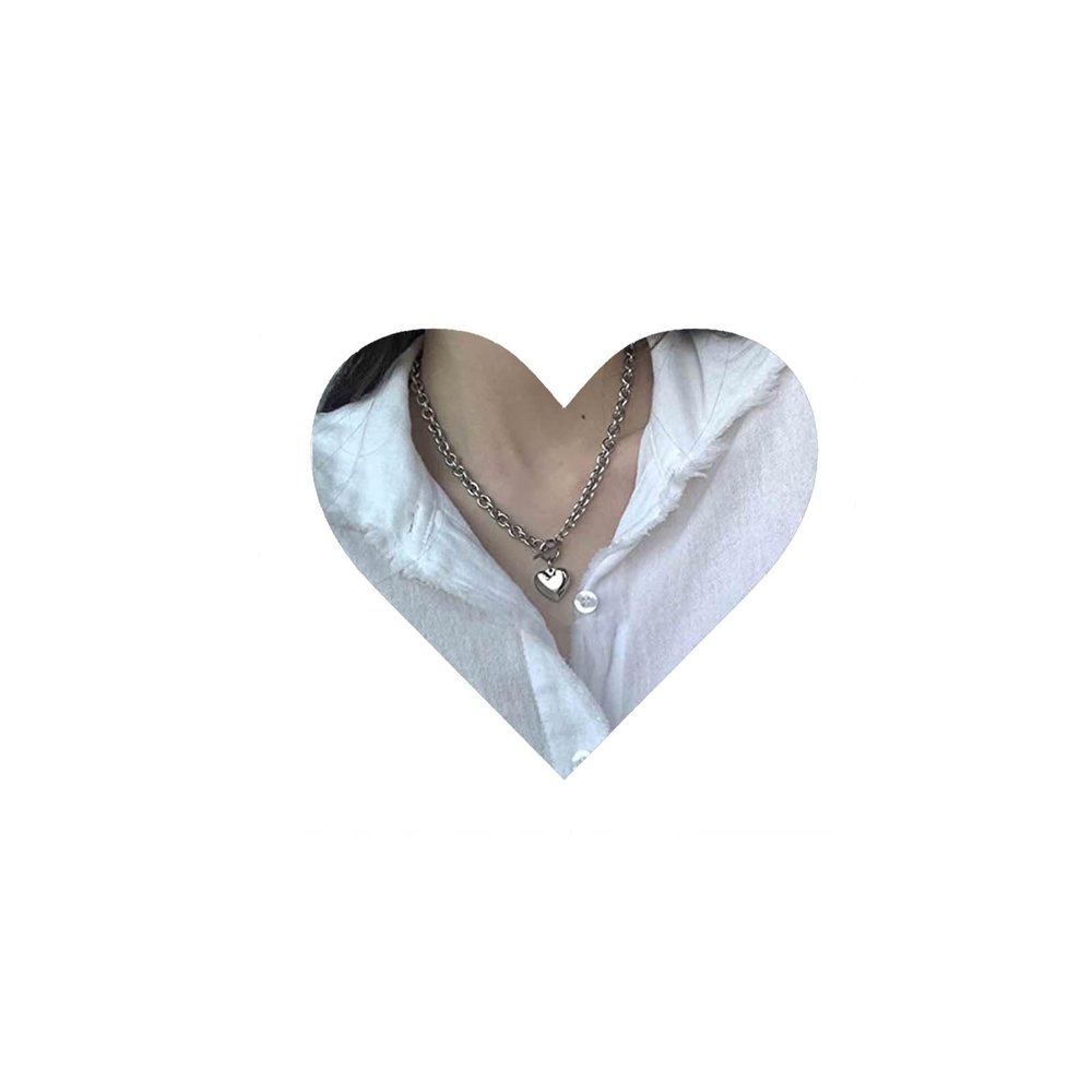 Allereyae Vintage Love Heart Choker Necklace Silver Paper Clip Necklace Puffy Heart Toggle Necklace Open Circle T Bar Necklace Jewelry for Women