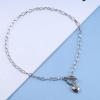 Allereyae Vintage Love Heart Choker Necklace Silver Paper Clip Necklace Puffy Heart Toggle Necklace Open Circle T Bar Necklace Jewelry for Women view 3