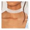 Allereyae Vintage Hollow Lace Necklace White Lace Choker Necklace Short Lace Clavicle Necklace Retro 90s Necklaces Chain Jewelry for Women view 2