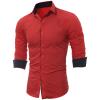 Men's Business Long Sleeve Dress Shirt Stylish Slim Fit Button Up Shirts Solid Lightweight Turn-Down Collar Shirt (Red,Medium) view 1