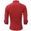Men's Business Long Sleeve Dress Shirt Stylish Slim Fit Button Up Shirts Solid Lightweight Turn-Down Collar Shirt (Red,Medium) view 2