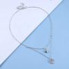 Allereyae Vintage Layered Crystal Heart Necklace Rhinestone Heart Pendant Necklace Heart Love Choker Necklace Silver Love Choker Necklace Jewelry for Women view 3