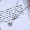 Allereyae Vintage Layered Crystal Heart Necklace Rhinestone Heart Pendant Necklace Heart Love Choker Necklace Silver Love Choker Necklace Jewelry for Women view 4