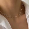 Allereyae Vintage Pearl Station Necklace Floating Pearl Necklace Beaded Pearl Choker Necklace Silver Minimal Necklace Jewelry for Women (Silver) view 2