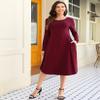 MISSKY Women's Long Sleeve Pullover Pocket Loose Swing Casual Dress, Wine 2XL view 4