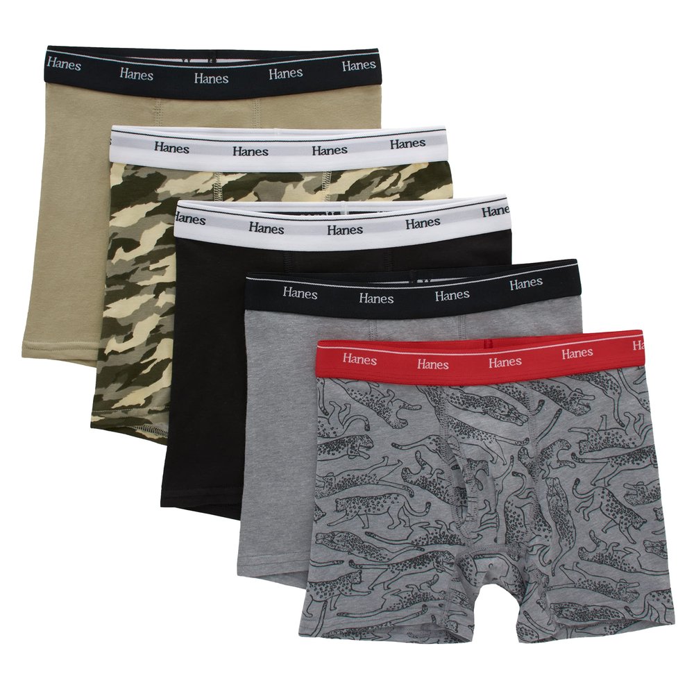 Hanes Boys Originals Briefs, Stretch Cotton Underwear, Assorted 5-pack Boxer, Assorted, Medium US