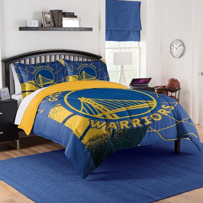 NORTHWEST Golden State Warriors Official NBA Comforter Set Soft Bedding with Team Logo & Pillow Shams Super Soft Game Day Bed Set with Shams Basketball Fan Bedroom Set, Full/Queen