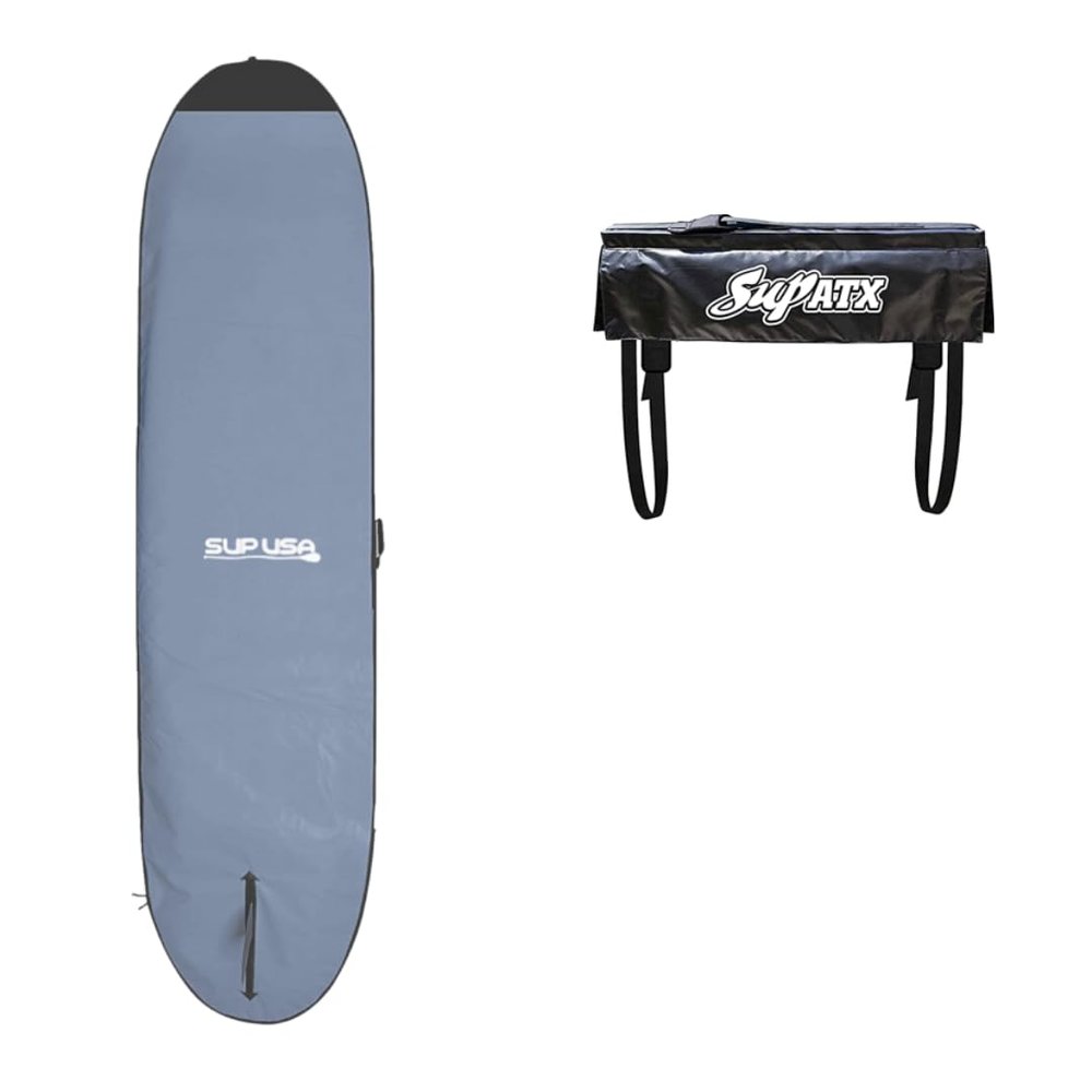 SUP USA Premium Paddleboard Bag with Handle, Foam Padded, Stand Up Paddleboard Cover Case, Carrying case for outdoor (11' Gray & Tailgate Pad)