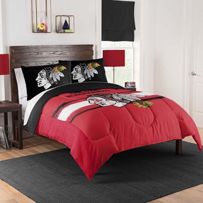 NORTHWEST Officially Licensed Chicago Blackhawks NHL Team Comforter Set Microfiber Full/Queen Comforter & Sham with Hockey Logo for Fans, Dorms, Game Day Bedrooms