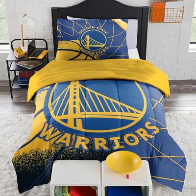 NORTHWEST Golden State Warriors Official NBA Comforter Set Soft Bedding with Team Logo & Pillow Shams Super Soft Game Day Bed Set with Shams Basketball Fan Bedroom Set, Twin/Twin XL