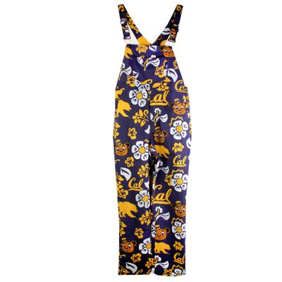 Wes and Willy Mens Sports Fan Gameday Tailgating Lightweight Fashion Overalls (Cal, Floral Navy, Large)