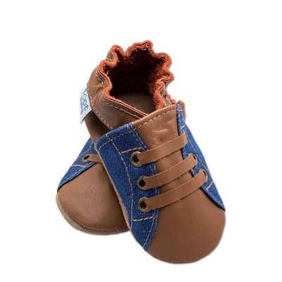 Real Leather Easy-on Baby Shoes (USA Brand) (Jeans and Whiskey, us_Footwear_Size_System, Infant, Age_Range, Medium, 6_Months, 9_Months)
