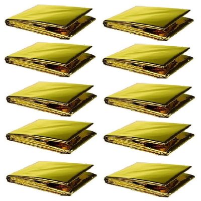 GALAXYLENSE 10 Packs Mylar Thermal Blanket for Survival Emergency First Aid Kits Army Outdoors Hiking Camping Bug Out Trauma Desert All Weather Condition Protection One Side Gold/One Side Silver