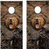 Bow Hunter with Bear Cornhole Wood Board Skin Wraps  Fits 2 Regulation Boards, Free Laminate, Vintage Outdoor Design, Durable Laminated Material Portable, Tailgating, Backyard, Party, BBQ (Wrap Only) view 2