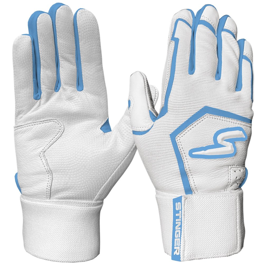 Stinger Sports Winder Series Batting Gloves - Adult XX-Large, Columbia Blue/White