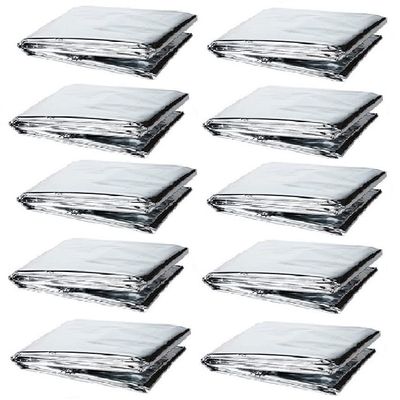 GALAXYLENSE 10 Packs Thermal Mylar Blanket Emergency for Survival First Aid Kits Army Outdoors Hiking Camping Bug Out Trauma Desert All Weather Condition Protection Silver Color